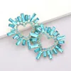 Fashnzfab Stone Cluster Heart Evening Earrings In Blue