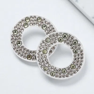 Fashnzfab Stone Cluster Open Circle Earrings In Metallic