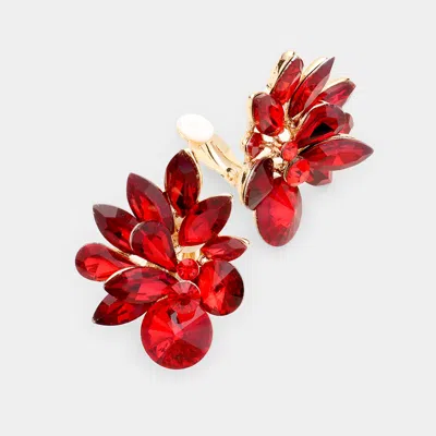 Fashnzfab Stone Cluster Spike Leaf Clip On Earrings In Multi
