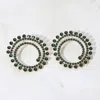 Fashnzfab Stone Cluster Swirl Round Evening Earrings - Emerald In Green