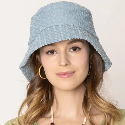 Fashnzfab Stone Distressed Denim Bucket Hat In Blue