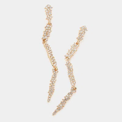 Fashnzfab Stone Embellished Abstract Metal Link Dangle Earrings In Gold