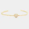 Fashnzfab Stone Embellished Ball Cuff Bracelet Gold In Gold