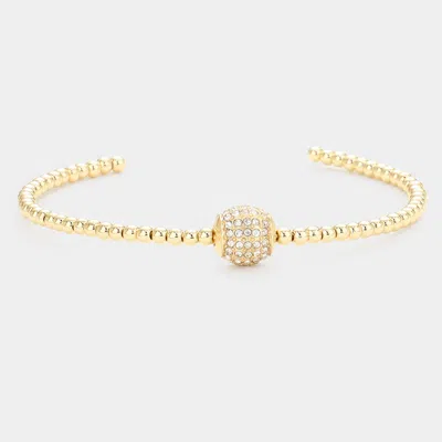 Fashnzfab Stone Embellished Ball Cuff Bracelet Gold