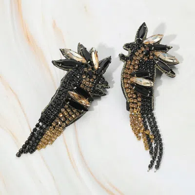Fashnzfab Stone Embellished Bird Earrings In Multi