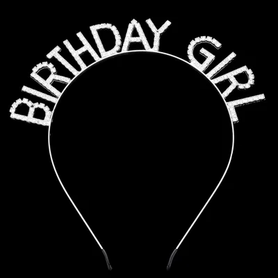 Fashnzfab Stone Embellished Birthday Girl Message Headband In Grey