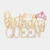 Fashnzfab Stone Embellished Birthday Queen Message Crown Pin Brooch In Gold