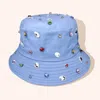 Fashnzfab Stone Embellished Bucket Hat In Blue