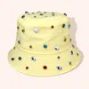 Fashnzfab Stone Embellished Bucket Hat In Yellow