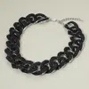 Fashnzfab Stone Embellished Chunky Chain Necklace In Black