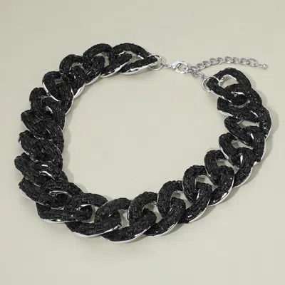 Fashnzfab Stone Embellished Chunky Chain Necklace In Black