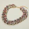 Fashnzfab Stone Embellished Chunky Chain Necklace In Blue
