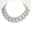 Fashnzfab Stone Embellished Chunky Chain Necklace In Gold