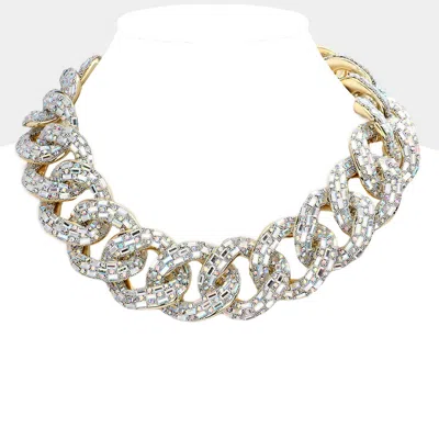 Fashnzfab Stone Embellished Chunky Chain Necklace In Gold