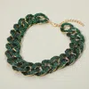 Fashnzfab Stone Embellished Chunky Chain Necklace In Green
