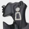 Fashnzfab Stone Embellished Chunky Open Rectangle Dangle Evening Earrings - Gold In Metallic