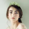 Fashnzfab Stone Embellished Colored Metal Leaf Vine Princess Tiara In Green