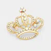 Fashnzfab Stone Embellished Crown Pin Brooch In Multi
