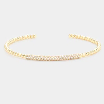 Fashnzfab Stone Embellished Cuff Bracelet Gold