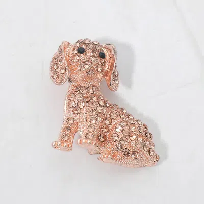 Fashnzfab Stone Embellished Dog Pin Brooch In Gold
