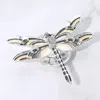 Fashnzfab Stone Embellished Dragonfly Magnetic Brooch In Metallic