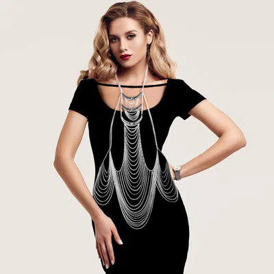Fashnzfab Stone Embellished Draped Chain Body Chain In Multi