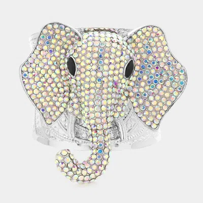 Fashnzfab Stone Embellished Elephant Cuff Bracelet In Multi