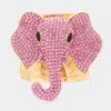 Fashnzfab Stone Embellished Elephant Cuff Bracelet Pink In Pink