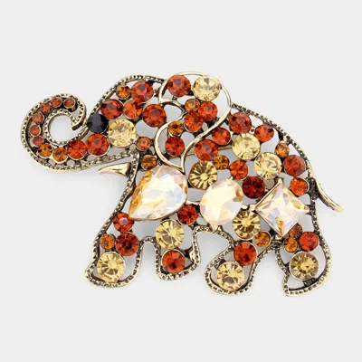 Fashnzfab Stone Embellished Elephant Pin Brooch In Multi