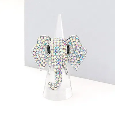 Fashnzfab Stone Embellished Elephant Stretch Ring In Multi