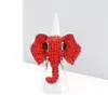 Fashnzfab Stone Embellished Elephant Stretch Ring In Red