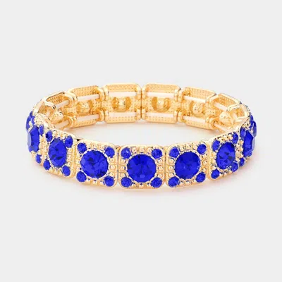 Fashnzfab Stone Embellished Evening Bracelet In Blue