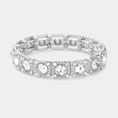 Fashnzfab Stone Embellished Evening Bracelet Clear, Silver In Multi
