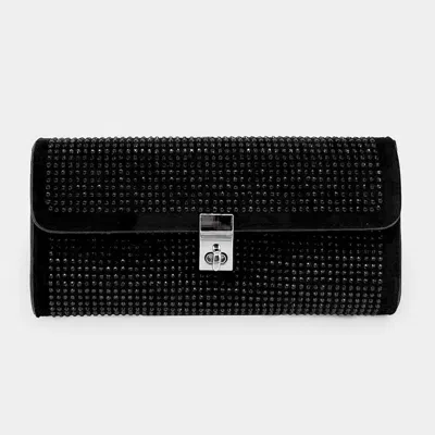 Fashnzfab Stone Embellished Evening Shoulder/crossbody Bag In Black