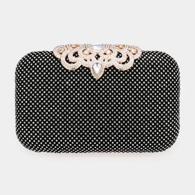 Fashnzfab Stone Embellished Evening Tote / Clutch / Crossbody Bag In Black
