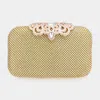 Fashnzfab Stone Embellished Evening Tote / Clutch / Crossbody Bag In Gold