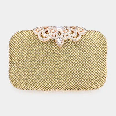 Fashnzfab Stone Embellished Evening Tote / Clutch / Crossbody Bag In Gold
