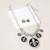 Fashnzfab Stone Embellished Fleur De Lis Charm Metal Chain Necklace 16" + 2" L In Metallic