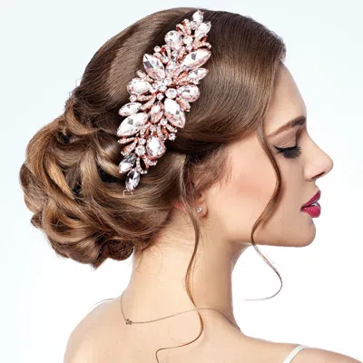 Fashnzfab Stone Embellished Flower Cluster Bun Wrap Headpiece In Gold