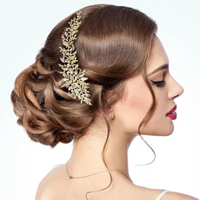 Fashnzfab Stone Embellished Flower Cluster Headpiece In Gold