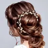 Fashnzfab Stone Embellished Flower Leaf Cluster Vine Bun Wrap Headpiece In Gold