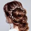 Fashnzfab Stone Embellished Flower Leaf Cluster Vine Bun Wrap Headpiece In Gold