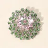 Fashnzfab Stone Embellished Flower Pin Brooch In Green