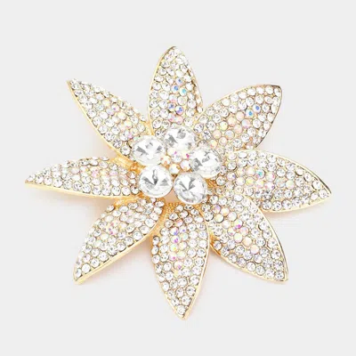 Fashnzfab Stone Embellished Flower Pin Brooch In Multi
