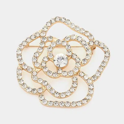 Fashnzfab Stone Embellished Flower Pin Brooch In Silver