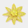 Fashnzfab Stone Embellished Flower Pin Brooch In Yellow
