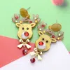 Fashnzfab Stone Embellished Glittered Resin Rudolph Dangle Earrings - Neutral In Animal Print
