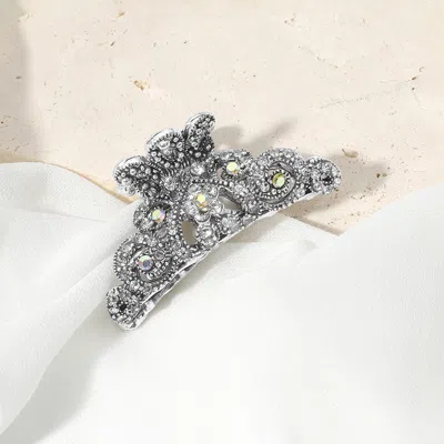 Fashnzfab Stone Embellished Hair Claw Clip In Metallic