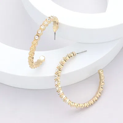 Fashnzfab Stone Embellished Half Hoop Earrings - Gold