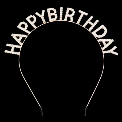 Fashnzfab Stone Embellished Happy Birthday Message Headband In Gold